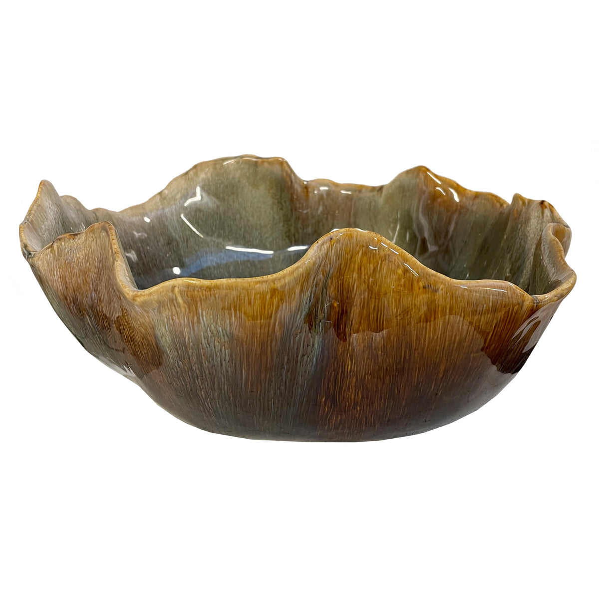 CERAMIC ORGANIC BOWL BROWN HOME DECOR