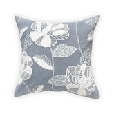 LINEN NEUTRAL GREY FLORAL EMBOIDERY CUSHION COVER