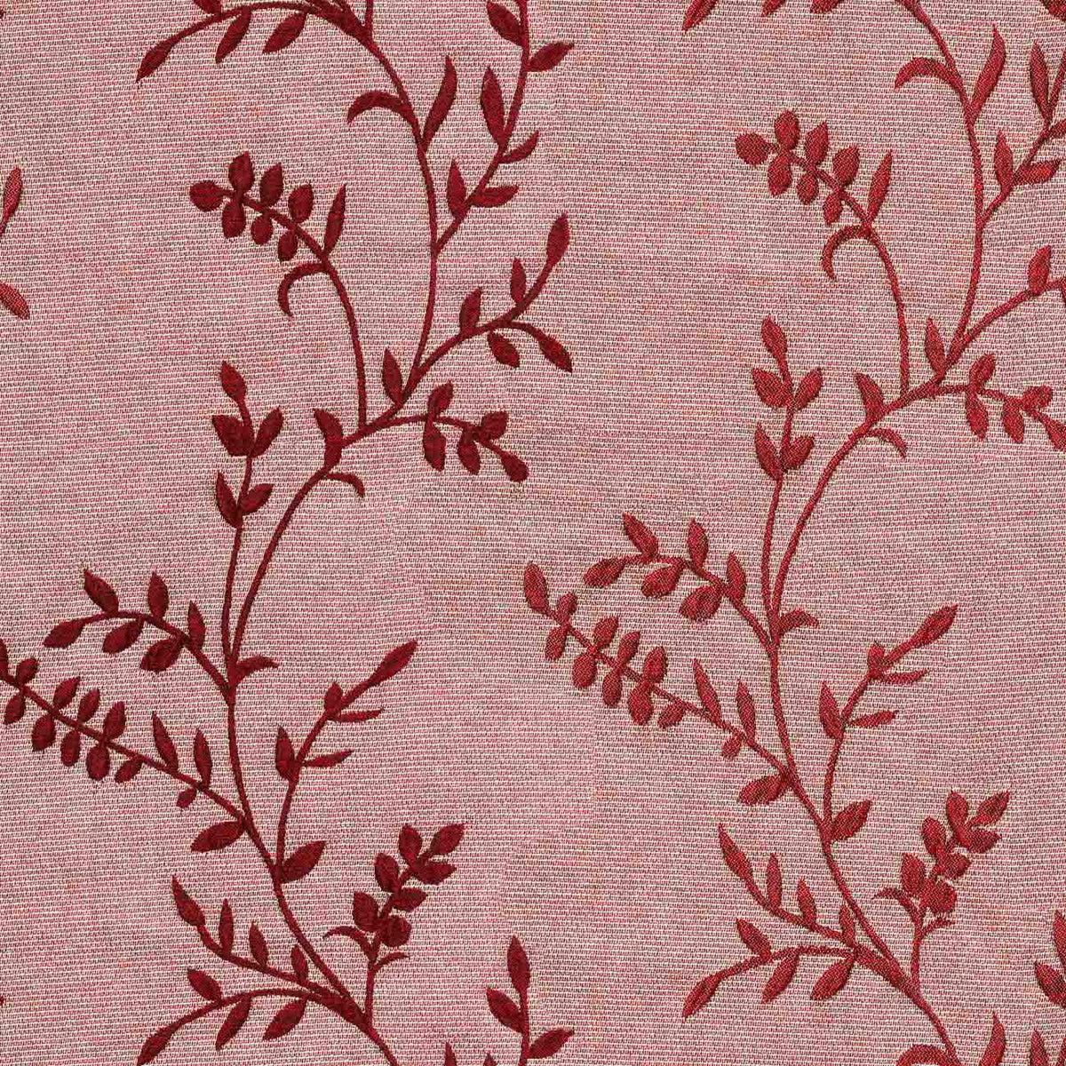 ZIRCON MAROON LEAF CURTAIN FABRIC