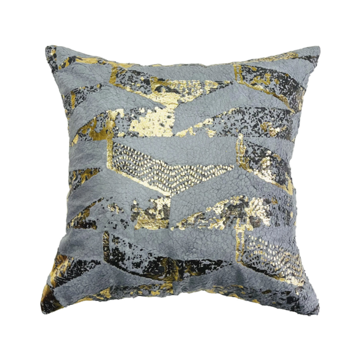 GREY FUR GOLD FOIL PRINT CUSHION COVER (40X40) CMS