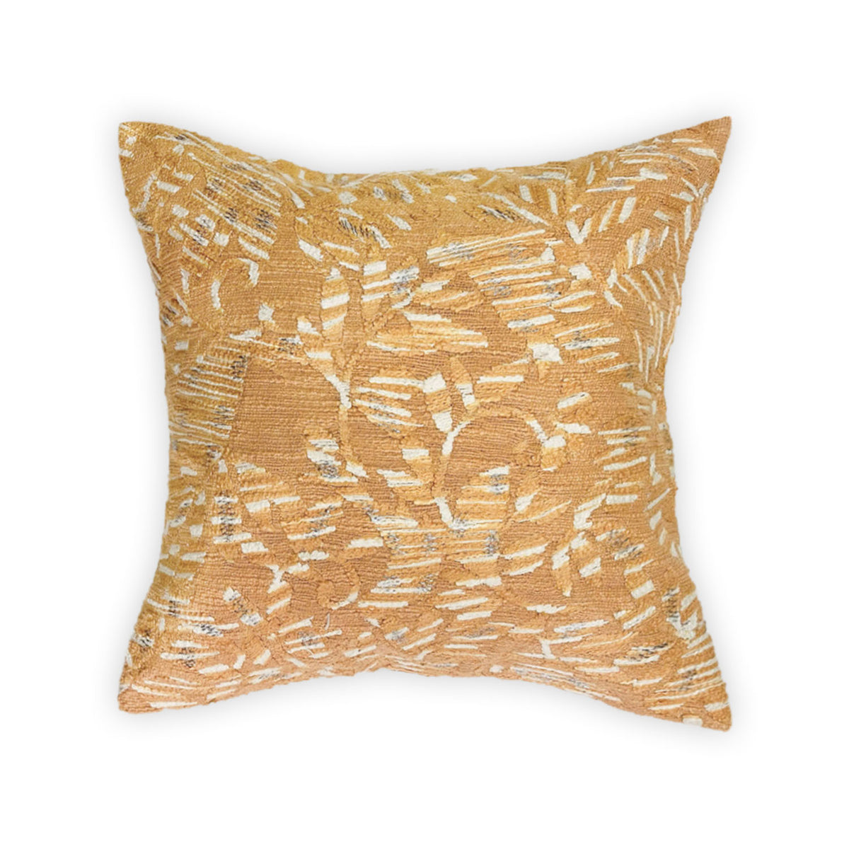 ORANGE COTTON TEXTURE HAND EMBOIDERY CUSHION COVER (40X40CMS)