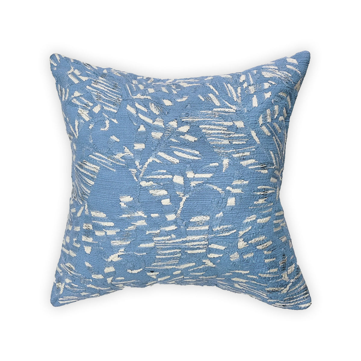 BLUE COTTON TEXTURE HAND EMBOIDERY CUSHION COVER (40X40CMS)