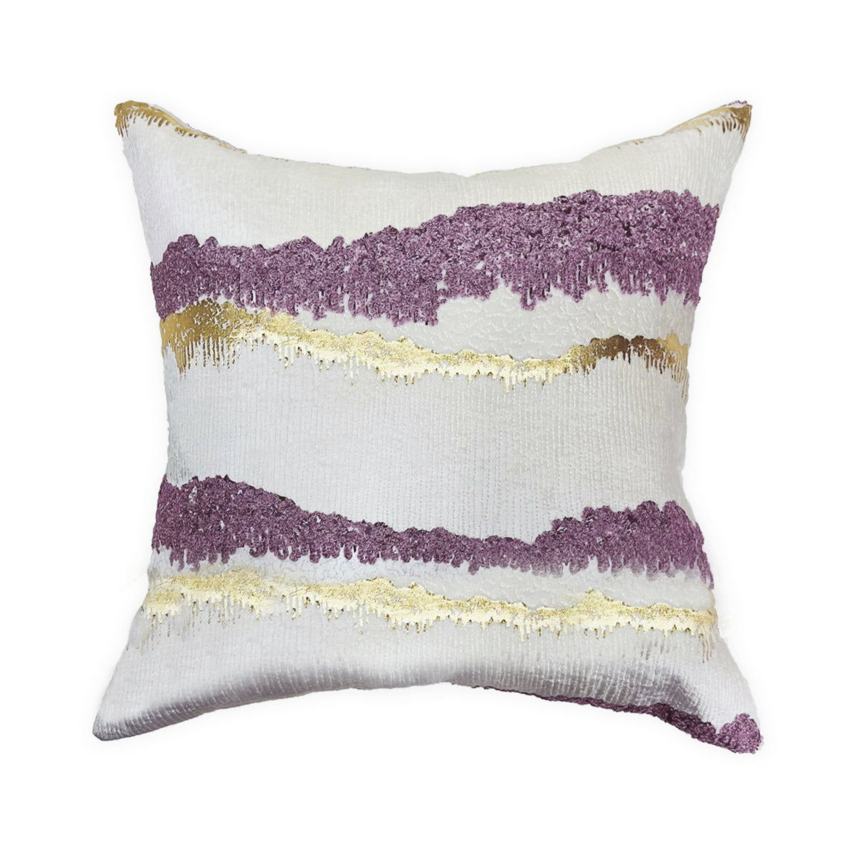 PURPLE VELVET GOLD FOIL EMBROIDERY CUSHION COVER (40X40) CMS