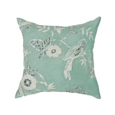 AQUA FLORAL COTTON MACHINE EMBROIDERY CUSHION COVER (45X45CMS)