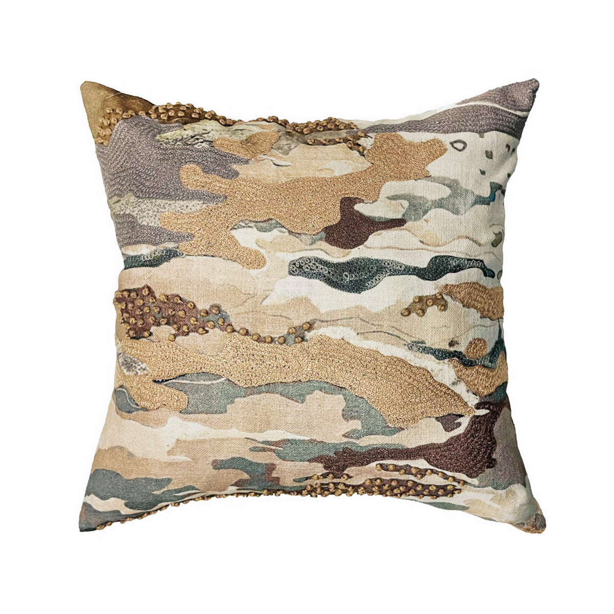 LINEN PEACH COTTON MACHINE EMBROIDERY CUSHION COVER (40X40CMS)