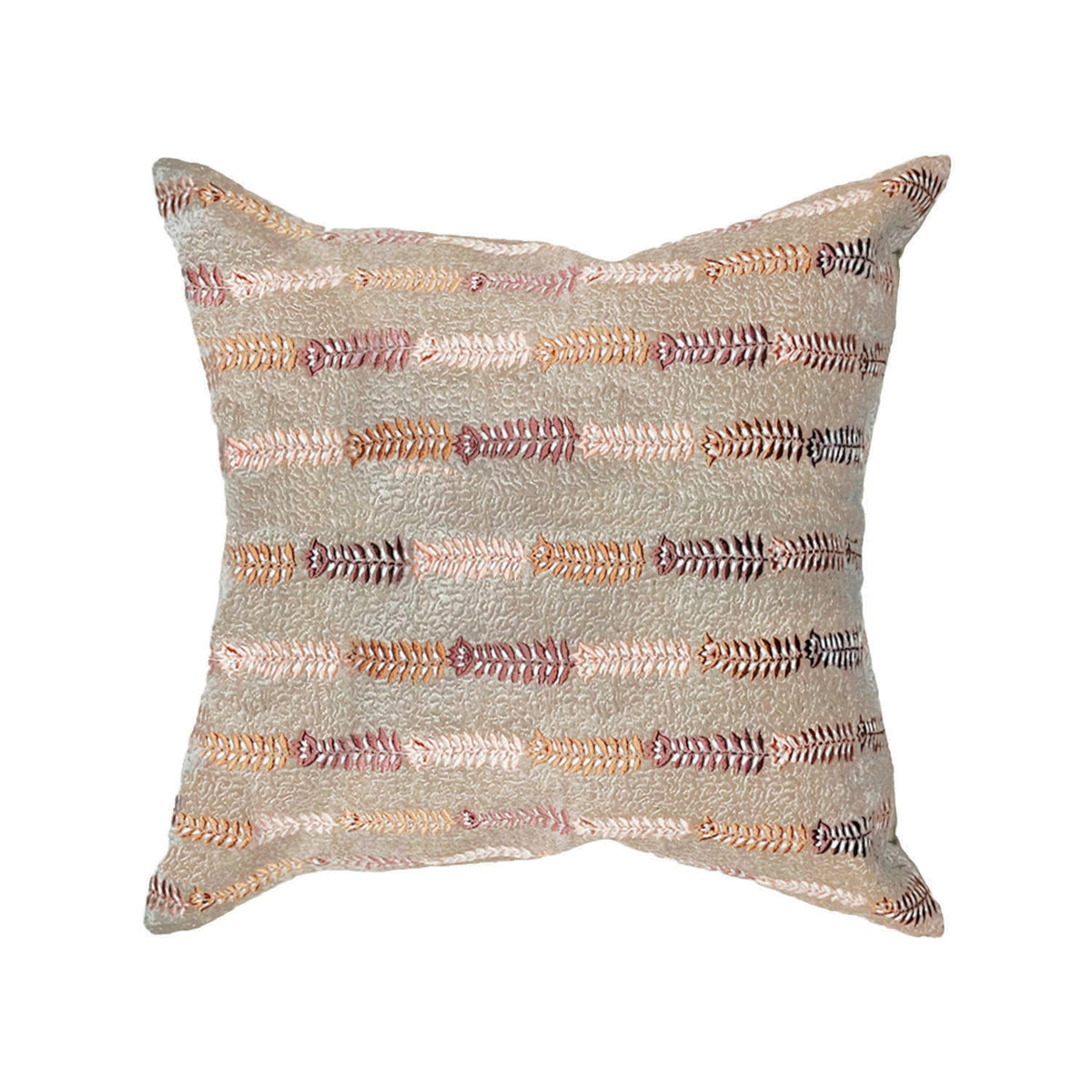 PINKISH GREY VELVET MACHINE EMBROIDERY CUSHION COVER (40X40CMS)