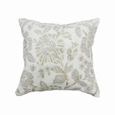 OFF WHITE FLORAL COTTON VELVET MACHINE EMBROIDERY CUSHION COVER (45X45CMS)